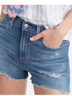 Levi's Mid Wash Distressed Denim Shorts - Blue